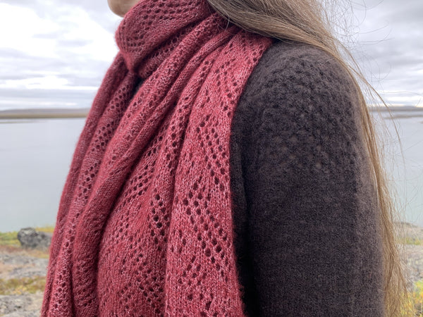 Qiviut Lace Scarf - Ruby